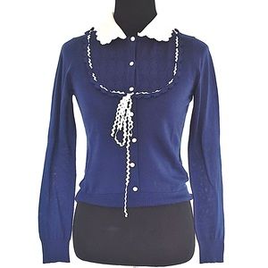 Elegant Prosper Collection Wool Cardigan Blue Sz 3